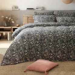 Housse de couette gaze de coton (260 x 240 cm) Constance Bleu nuit