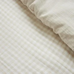 Housse de couette gaze de coton (280 x 240 cm) Gaïa vichy Beige