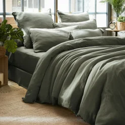 Housse de couette gaze de coton (280 x 240 cm) Gaïa Vert romarin