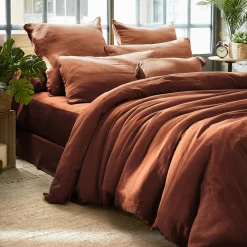 Housse de couette gaze de coton (200 x 200 cm) Gaïa Terracotta