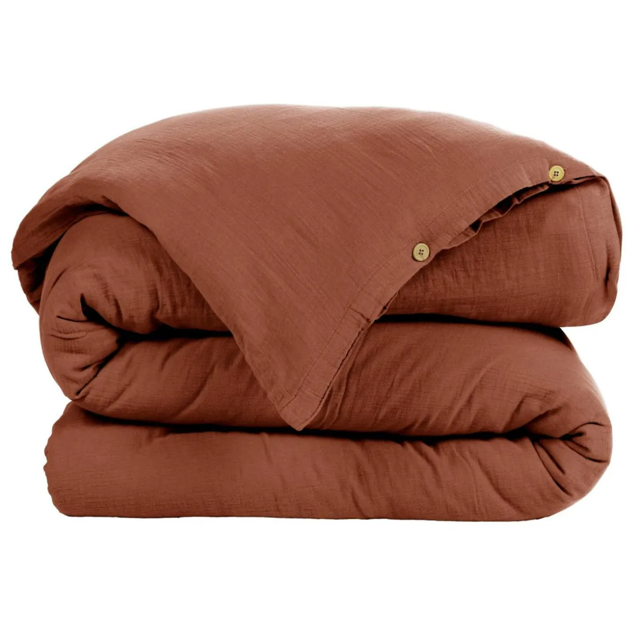 Housse de couette gaze de coton (200 x 200 cm) Gaïa Terracotta
