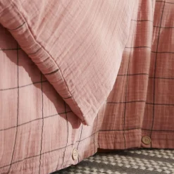 Housse de couette gaze de coton (260 x 240 cm) Gaïa Match Rose pêche