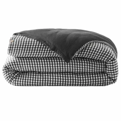Housse de couette gaze de coton (140 x 200 cm) Gaïa vichy Noir