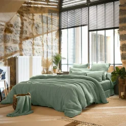 Housse de couette gaze de coton (200 x 200 cm) Gaïa Vert eucalyptus