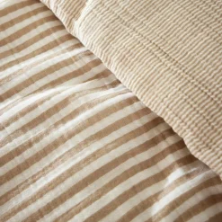 Housse de couette gaze de coton (200 x 200 cm) Gaïa rayures Ficelle