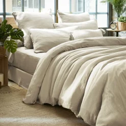 Housse de couette gaze de coton (260 x 240 cm) Gaïa Beige pampa