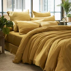 Housse de couette gaze de coton (260 x 240 cm) Gaïa Jaune safran