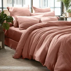 Housse de couette gaze de coton (280 x 240 cm) Gaïa Rose pêche