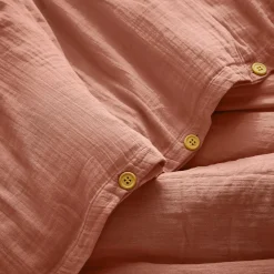 Housse de couette gaze de coton (280 x 240 cm) Gaïa Rose pêche