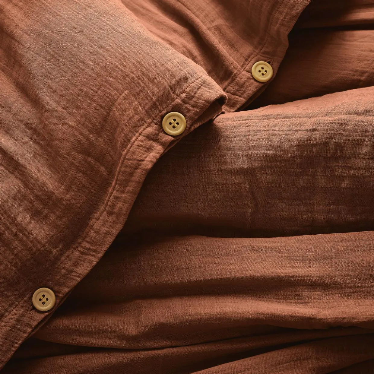 Housse de couette gaze de coton (260 x 240 cm) Gaïa Terracotta