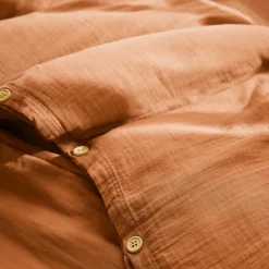 Housse de couette gaze de coton (260 x 240 cm) Gaïa Abricot