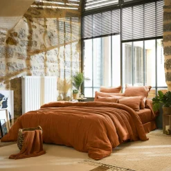 Housse de couette gaze de coton (260 x 240 cm) Gaïa Abricot