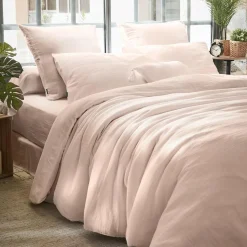 Housse de couette gaze de coton (260 x 240 cm) Gaïa Rose poudré