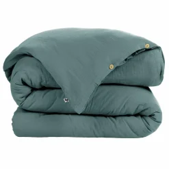 Housse de couette gaze de coton (260 x 240 cm) Gaïa Bleu canard