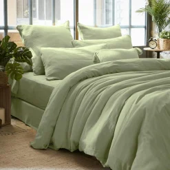 Housse de couette gaze de coton (280 x 240 cm) Gaïa Vert tilleul