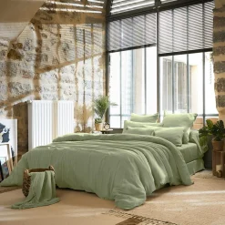 Housse de couette gaze de coton (280 x 240 cm) Gaïa Vert tilleul