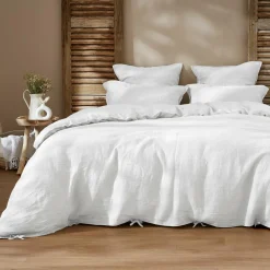 Housse de couette lin lavé (260 x 240 cm) Louise Blanche
