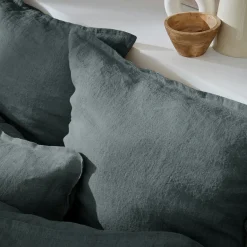 Housse de couette lin lavé (240 x 220 cm) Louise Gris ardoise