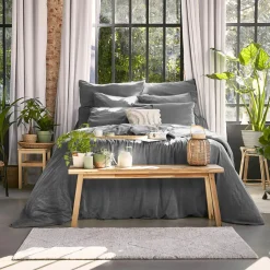 Housse de couette lyocell Tencel™ lavé (240 x 220 cm) Olivia Gris granit
