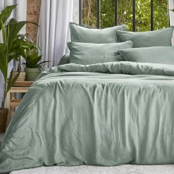 Housse de couette lyocell Tencel™ lavé (240 x 220 cm) Olivia Vert eucalyptus