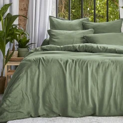 Housse de couette lyocell Tencel™ lavé (280 x 240 cm) Olivia Vert romarin