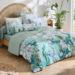 Housse de couette percale de coton (240 x 220 cm) Bali Verte