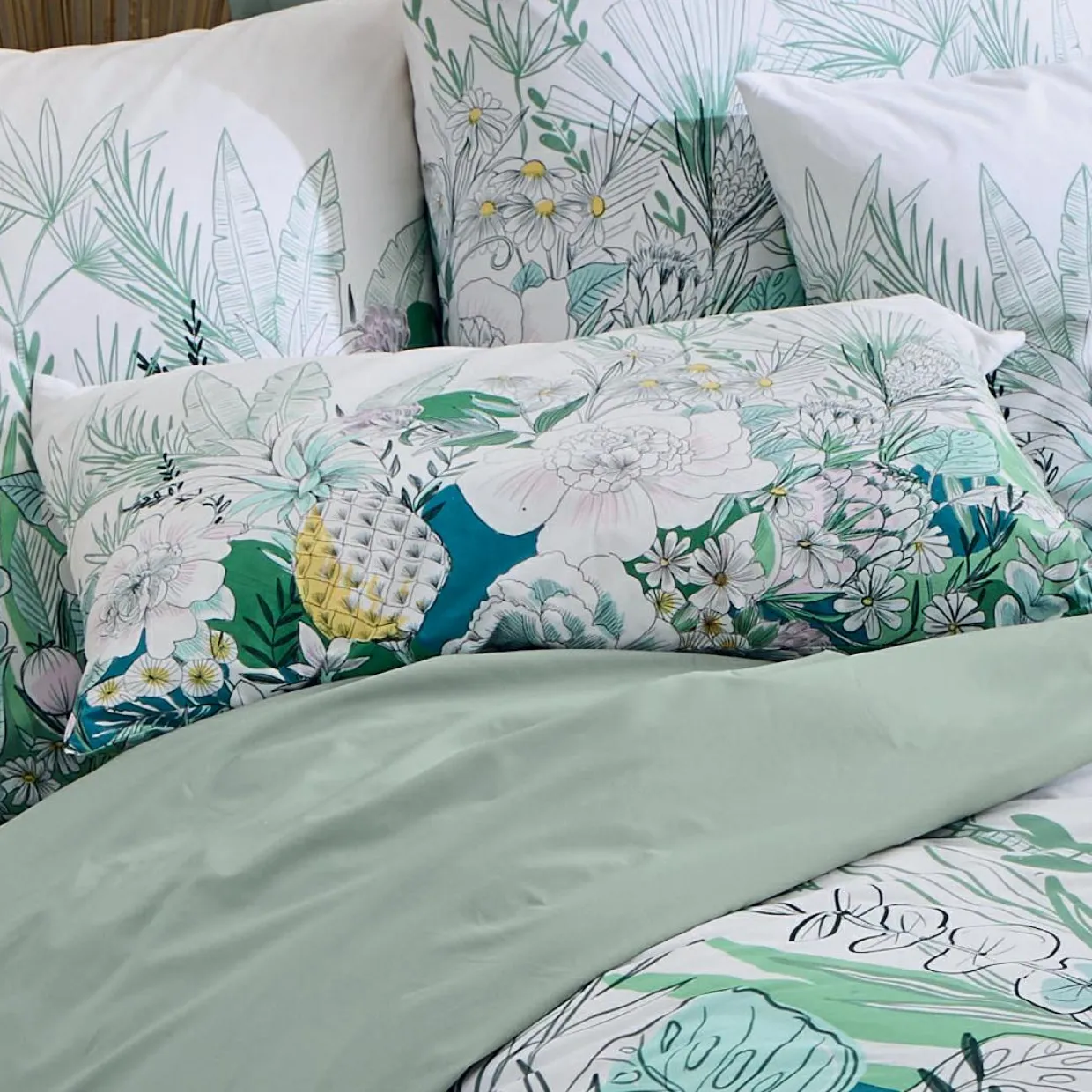 Housse de couette percale de coton (240 x 220 cm) Bali Verte