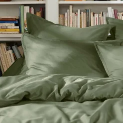 Housse de couette percale de coton (260 x 240 cm) Cali Vert romarin