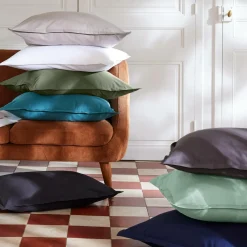 Housse de couette percale de coton (260 x 240 cm) Cali Gris clair