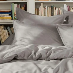 Housse de couette percale de coton (260 x 240 cm) Cali Gris clair