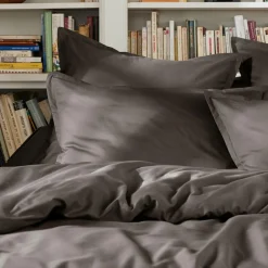 Housse de couette percale de coton (140 x 200 cm) Cali Gris anthracite