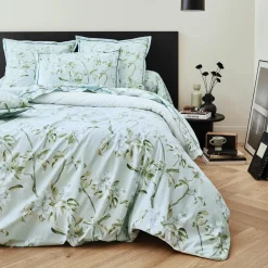 Housse de couette percale de coton (280 x 240 cm) Eléna Nil Verte