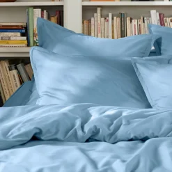 Housse de couette percale de coton (260 x 240 cm) Cali Bleu ciel
