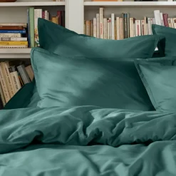 Housse de couette percale de coton (280 x 240 cm) Cali Bleu canard