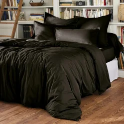 Housse de couette percale de coton (260 x 240 cm) Cali Noire