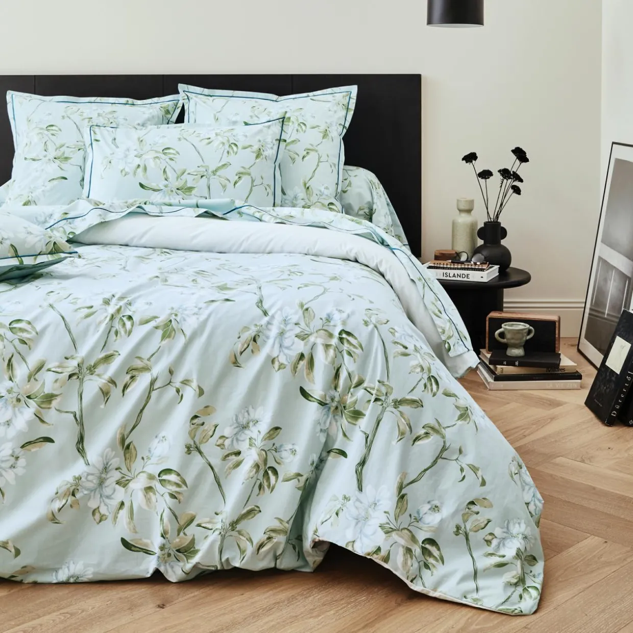 Housse de couette percale de coton (200 x 200 cm) Eléna Nil Verte