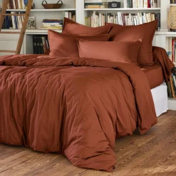 Housse de couette percale de coton (240 x 220 cm) Cali Terracotta