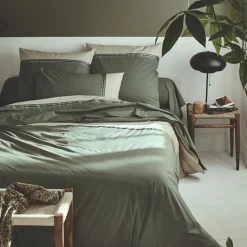 Housse de couette percale de coton (240 x 220 cm) Noa Vert kaki