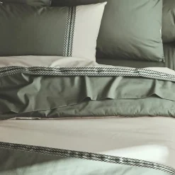 Housse de couette percale de coton (240 x 220 cm) Noa Vert kaki