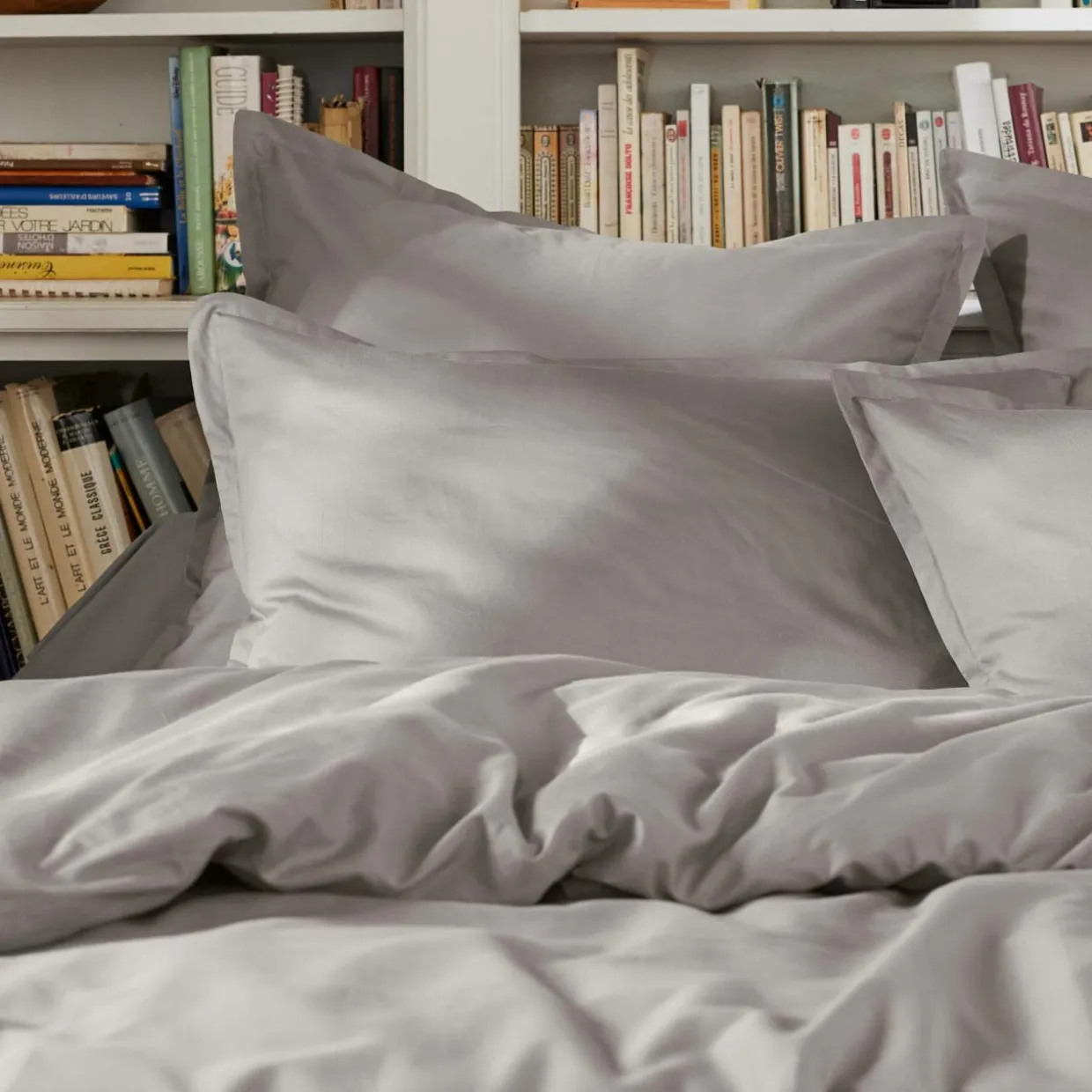 Housse de couette percale de coton (240 x 220 cm) Cali Gris clair