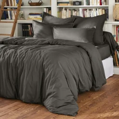 Housse de couette percale de coton (200 x 200 cm) Cali Gris anthracite