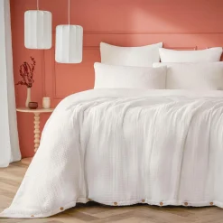 Housse de couette quadruple gaze de coton (240 x 220 cm) Victoria x Gaïa Blanc chantilly