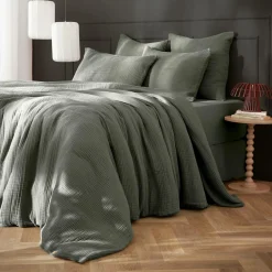 Housse de couette quadruple gaze de coton (240 x 220 cm) Victoria x Gaïa Vert romarin