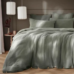 Housse de couette quadruple gaze de coton (240 x 220 cm) Victoria x Gaïa Vert romarin