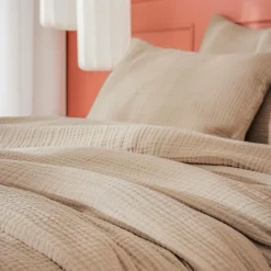 Housse de couette quadruple gaze de coton (260 x 240 cm) Victoria x Gaïa Ficelle