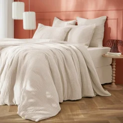 Housse de couette quadruple gaze de coton (260 x 240 cm) Victoria x Gaïa Beige pampa