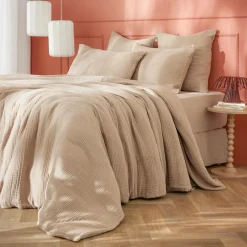 Housse de couette quadruple gaze de coton (200 x 200 cm) Victoria x Gaïa Ficelle