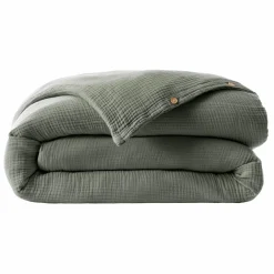 Housse de couette quadruple gaze de coton (260 x 240 cm) Victoria x Gaïa Vert romarin