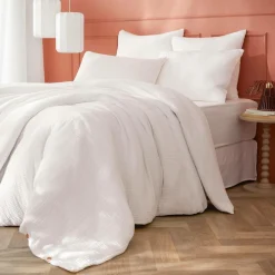 Housse de couette quadruple gaze de coton (260 x 240 cm) Victoria x Gaïa Blanc chantilly