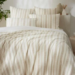 Housse de couette réversible coton texturé et percale (140 x 200 cm) Alice Ficelle